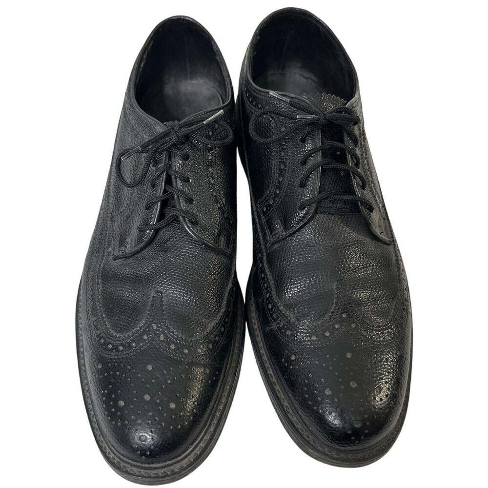 FLORSHEIM Black Leather Wingtip Oxford Shoe Sz 9 D - Picture 2 of 8